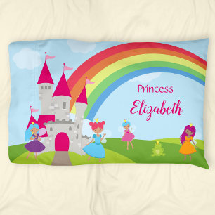 Housse D'oreillers Princesse Fairy Little Girl avec arc en ciel et ch