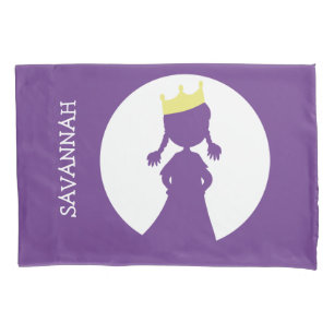Housse D'oreillers Princesse Personalisée Purple Silhouette Girls