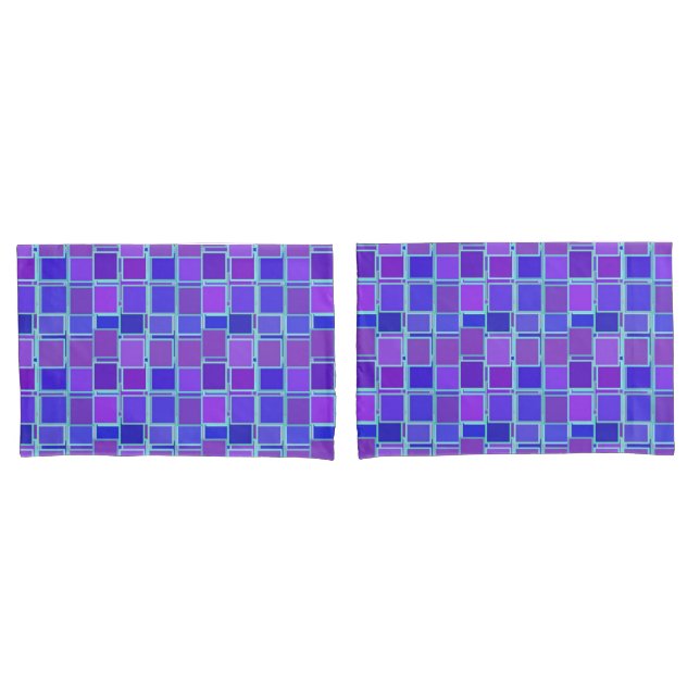Housse D'oreillers Purple Mosaic Squares Tile Pattern (devant-Set)