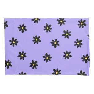 Housse D'oreillers Purple Noir Retro Y2K Gras Fleur Motif Floral