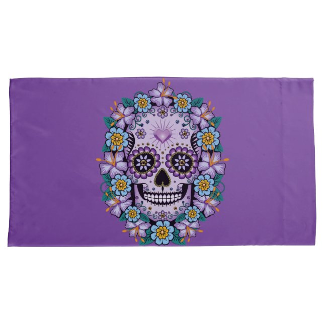 Housse D'oreillers Purple Sugar Skull (devant-Droit)