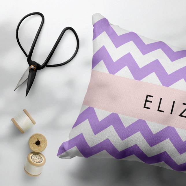 Housse D'oreillers Purple Zigzag, Purple Chevron, Votre Nom (Créateur téléchargé)