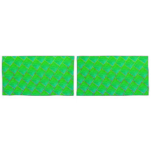 Housse D'oreillers Quadrados verde azulado, linhas de três cores.