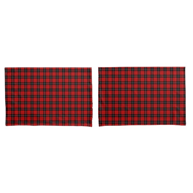 Housse D'oreillers Ramsay tartan rouge noir plaid (devant-Set)