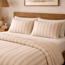 Rayé Beige & Taupe Maison de Campagne Rustique Neu