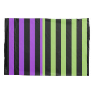 Housse D'oreillers Rayure Halloween verte violette et noire