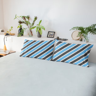 Housse D'oreillers Rayures diagonales grises bleues ciel modernes