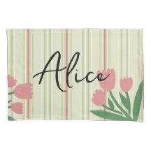 Rayures rétro personnalisées et floral vert rose f
