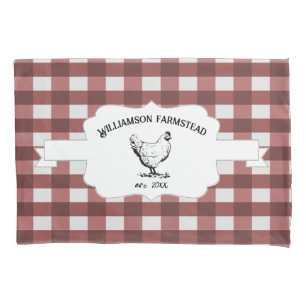 Housse D'oreillers Red Buffalo Plaid Farm Chicken Coussin Coque