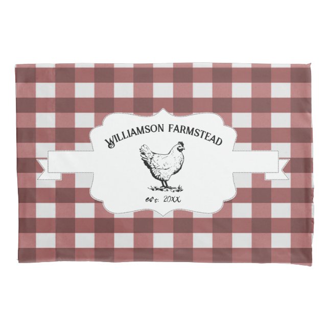 Housse D'oreillers Red Buffalo Plaid Farm Chicken Coussin Coque (devant)