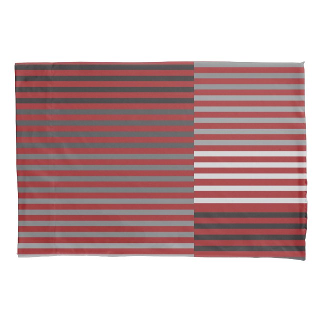 Housse D'oreillers Red, Gray, Black, White Stripes (devant)