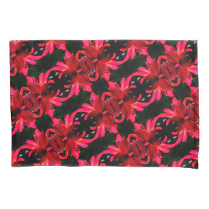 Housse D'oreillers Red Lily Floral Motif d'art Abstrait