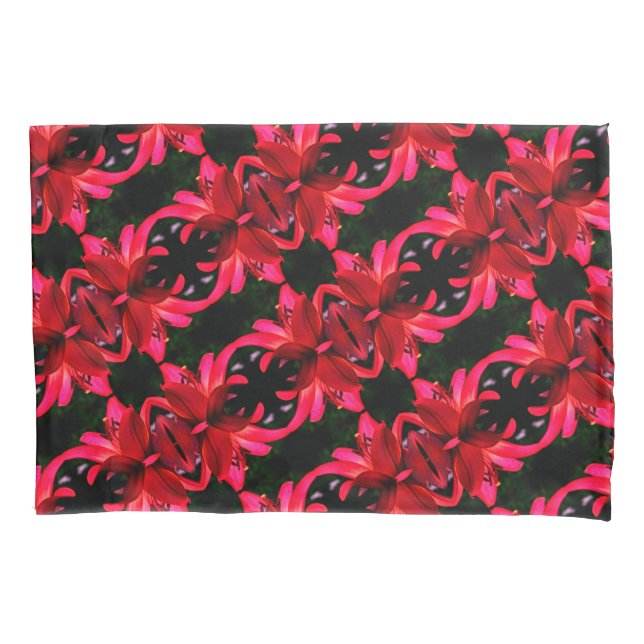 Housse D'oreillers Red Lily Floral Motif d'art Abstrait (devant)