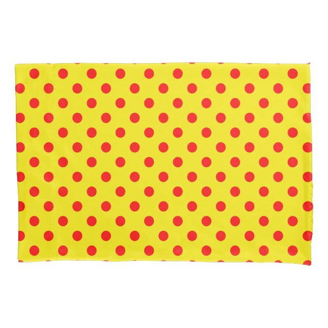 Housse D'oreillers Red On Yellow Polka Dots Pattern Design  (devant)