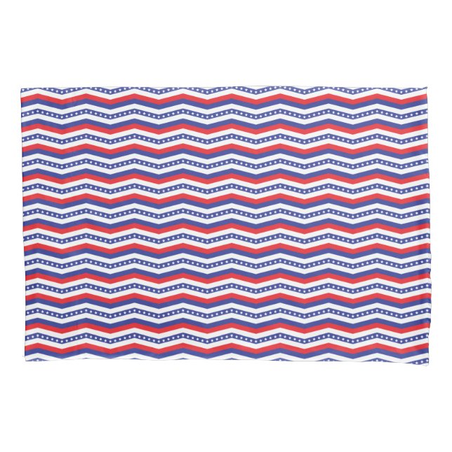 Housse D'oreillers Red White and Blue Stars and Stripes Chevron (devant)