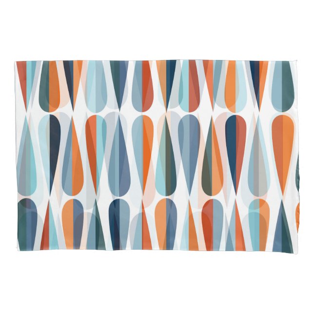 Housse D'oreillers Rétro du milieu du siècle, goutte forme motif. (devant)