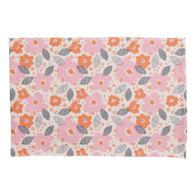 Housse D'oreillers Rétro motif floral mignon (devant-gauche)
