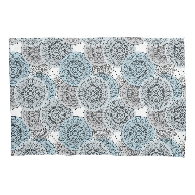 Housse D'oreillers Rétro, rétro motif, bleu et gris, élégant (devant)