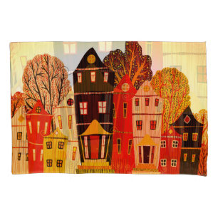 Housse D'oreillers Retro Sweet Home Poster : Maisons de dessin