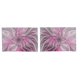 Housse D'oreillers Rêve de fleur rose fractal, Motif d'Imaginaire flo