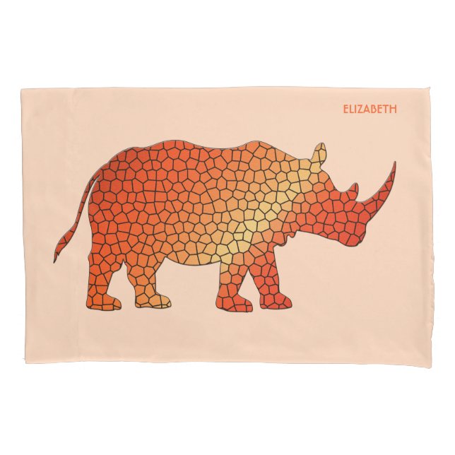 Housse D'oreillers Rhinocéros orange en verre (devant)