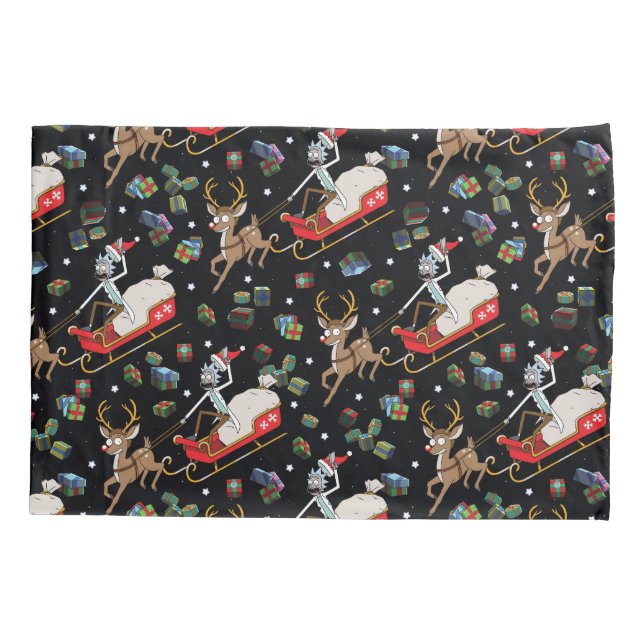 Housse D'oreillers Rick et Morty | Christmas Reindeer Sleigh Motif (Dos)