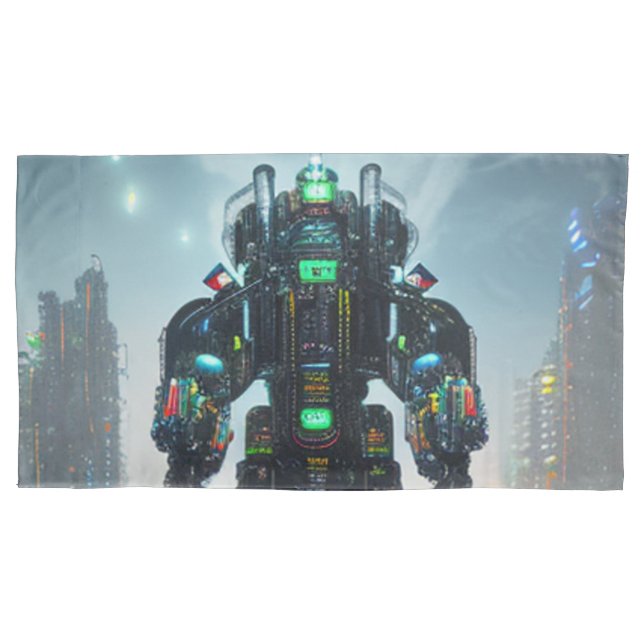 Housse D'oreillers Robot 4 oreiller blanc king (devant)