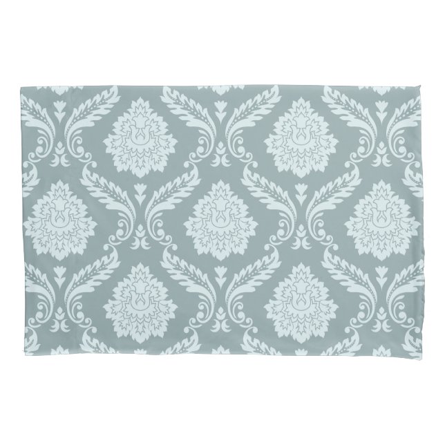 Housse D'oreillers Rococo Damask Pattern Duck Egg Blue+Teal (devant)