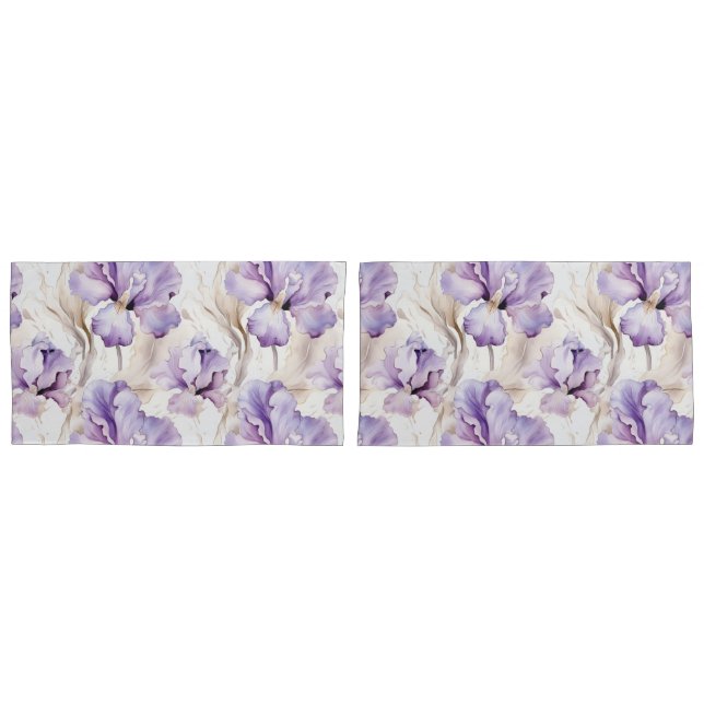 Housse D'oreillers Romantique violet Iris Floral (devant-Set)