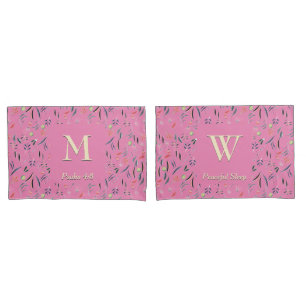 Housse D'oreillers Rose FLORAL   MONOGRAMME   Écriture