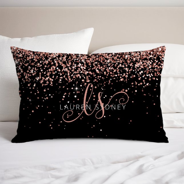 Housse D'oreillers Rose Gold Blush Pink Parties scintillant Glam Nom  (Créateur téléchargé)