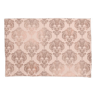 Housse D'oreillers Rose Or Blush rose moderne Glam Damask