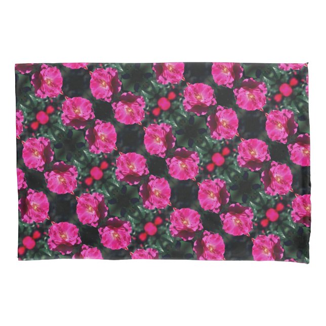 Housse D'oreillers Rose rose en fleurs complètes Motif (devant)