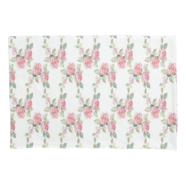Housse D'oreillers Rose Rose Floral Vert Feuille Coque Coussin (devant)