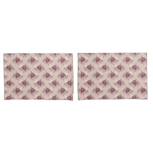 Housse D'oreillers Rose rustique rose rose or vert bohème floral