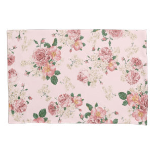 Housse D'oreillers Rose sur rose Vintage floral 