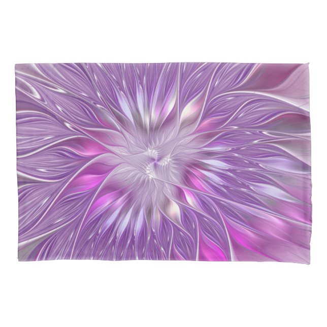 Housse D'oreillers Rose violet passion Fleur Art Abstrait Fractal (devant)