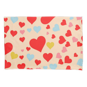 Housse D'oreillers Rouge rose Bleu Coloré Simple Coeur Motif Y2K