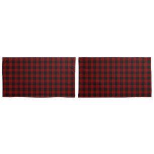 Housse D'oreillers Rouge rustique   Black Buffalo Check Plaid Motif