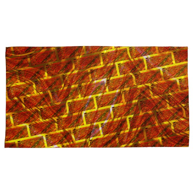 Housse D'oreillers Rouge taché, rayé, doré ou effet brique? (devant-Droit)