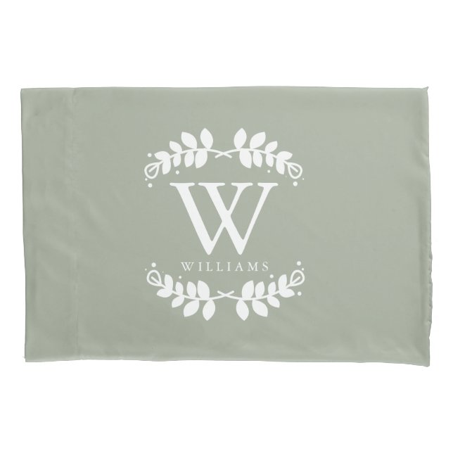 Housse D'oreillers Sage Green Monogramme (devant)
