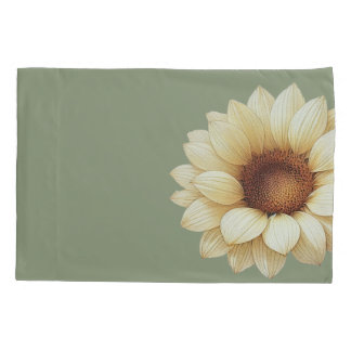 Housse D'oreillers Sage Green Sunflower Floral Pillow Sham