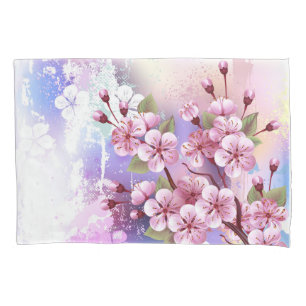 Housse D'oreillers Sakura rose sur la peinture Arrière - plan