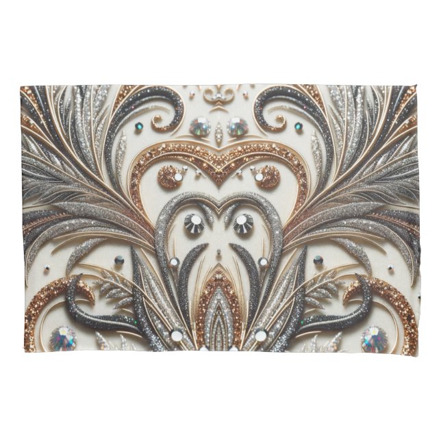 Housse D'oreillers Schéma floral brillant avec pierre de gemme (devant)