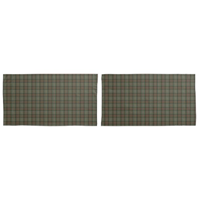 Housse D'oreillers Scott Green Patiné Original Tartan écossais (devant-Set)