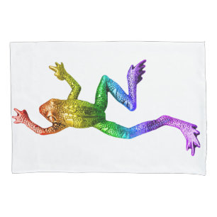 Housse D'oreillers Sculpture de grenouille arc-en-ciel de SlipperyJoe