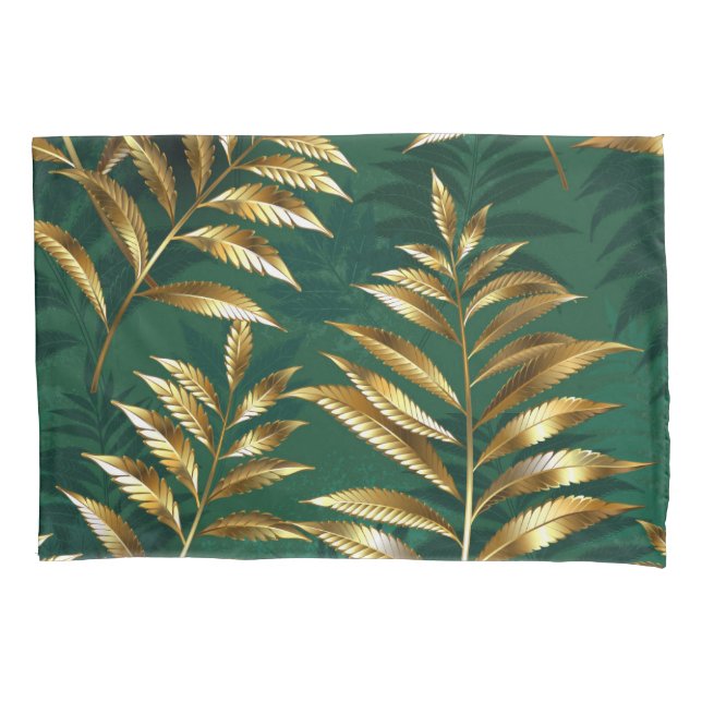 Housse D'oreillers Seamless pattern with golden ferns (devant-gauche)