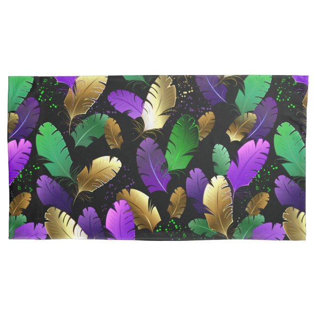 Housse D'oreillers Seamless Pattern with Mardi Gras feathers (devant)