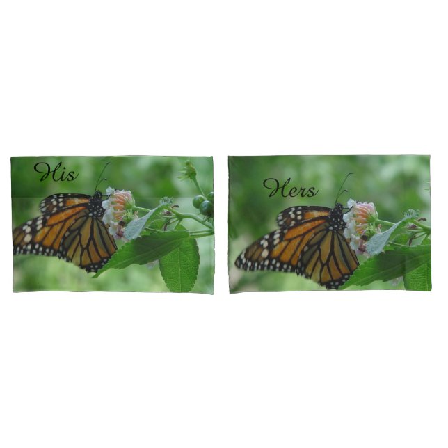 Housse D'oreillers Ses Hers Monarch Butterfly Floral Standard Coque (devant-Set)