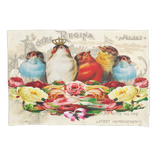 Housse D'oreillers Shabby Chic Oiseaux Vintages d'une plume standard